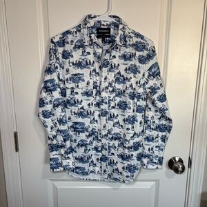 Bonobos Blue and White Mens Snow Patterned Jacket